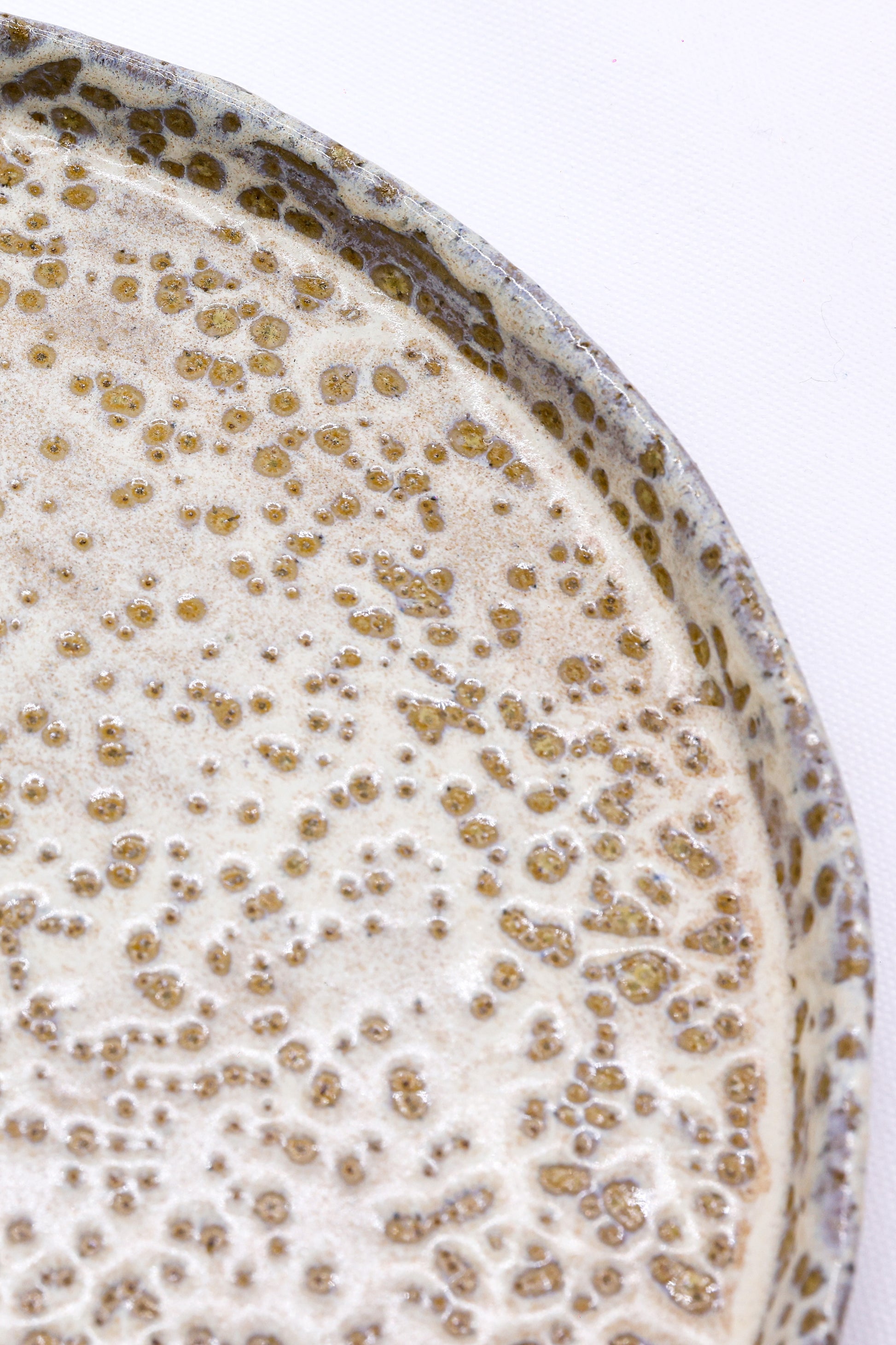 27cm Dotted White Stoneware Handmade Ceramic Dinner Plate