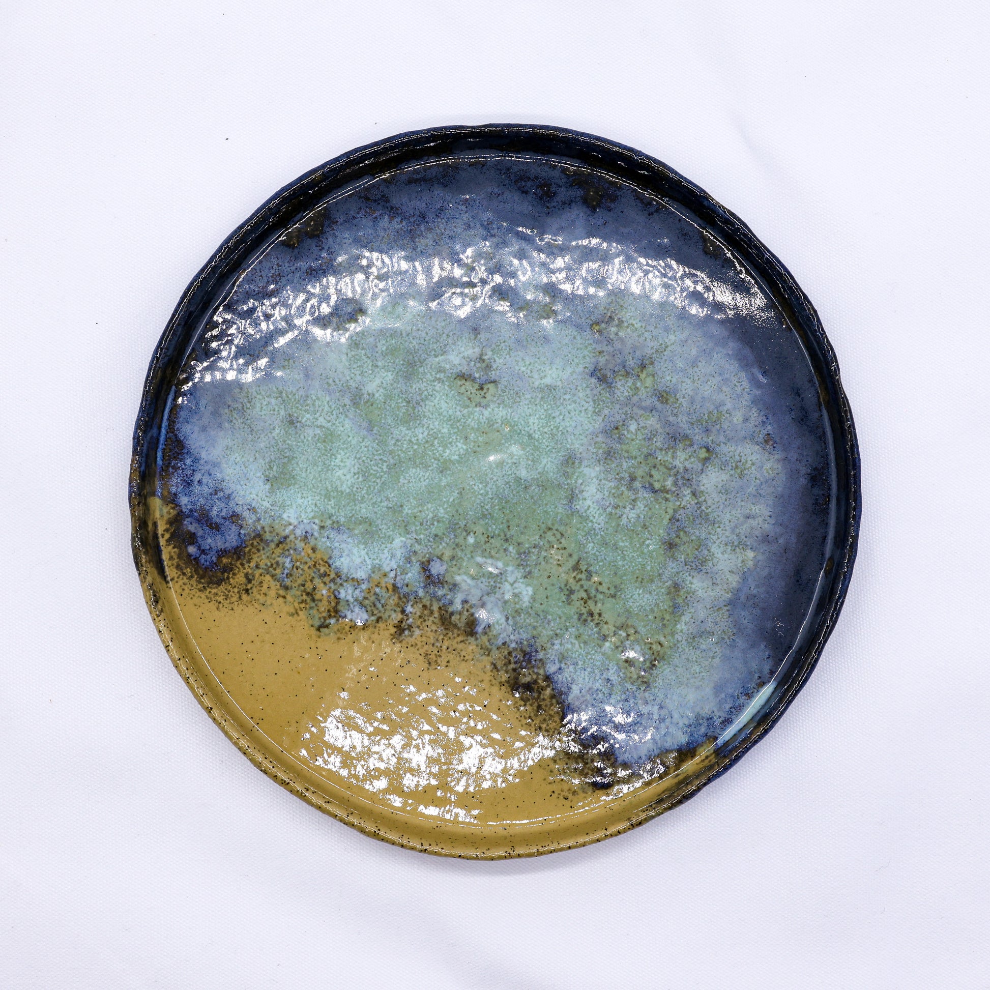27cm Green Stoneware Handmade Ceramic Dinner Plate
