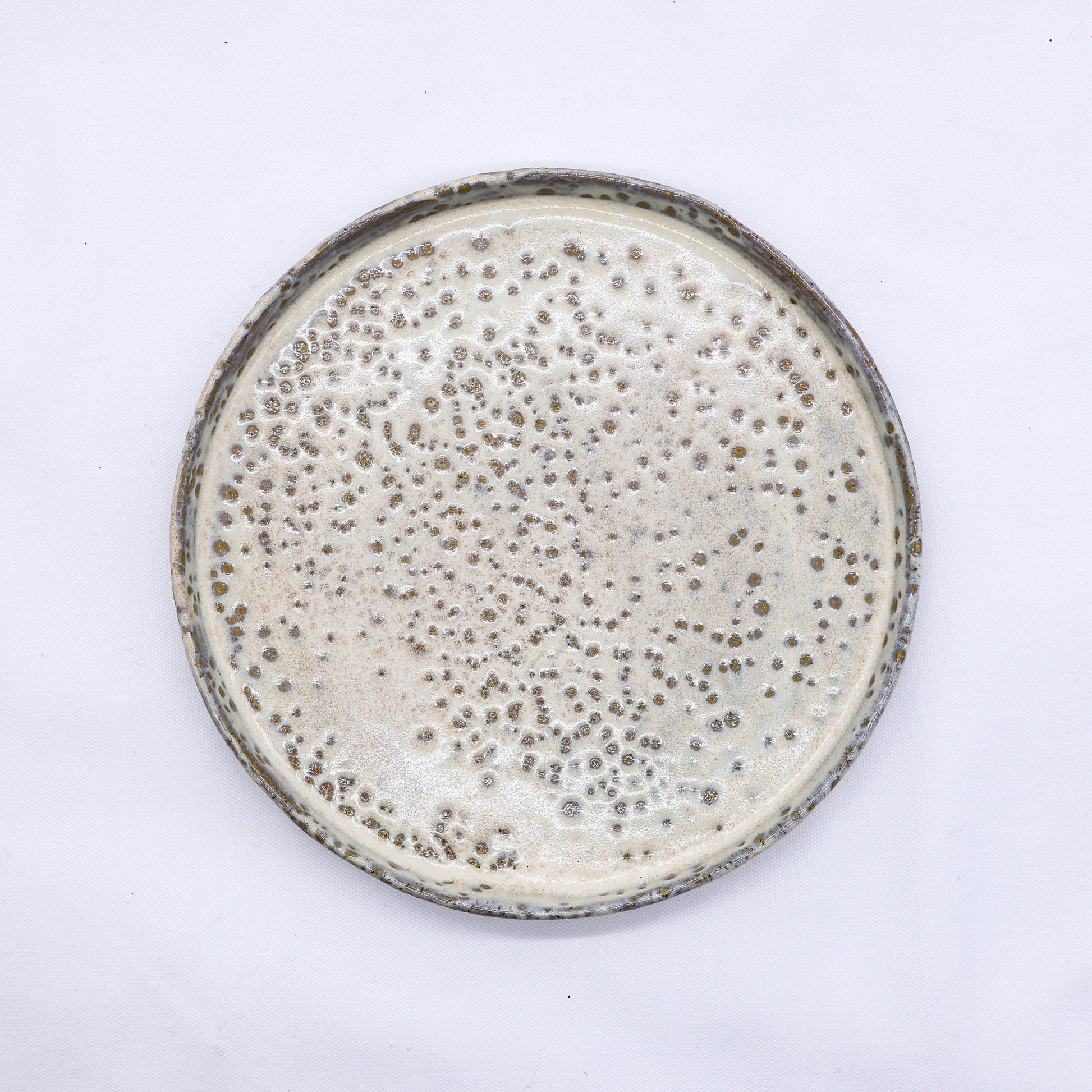 23cm Dotted White Stoneware Handmade Ceramic Dinner Plate