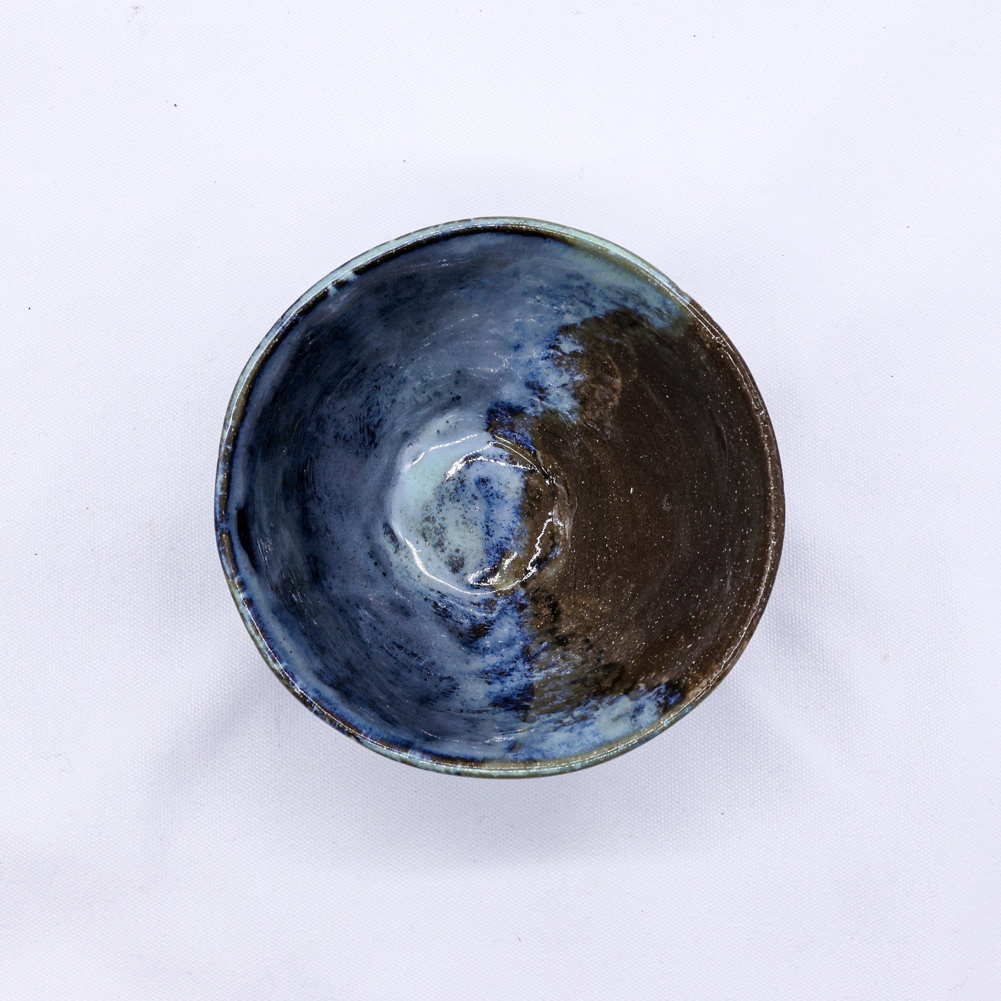 Small Smoked Grey Turquoise Blue Small Handmade Ceramic Stoneware Dinner Bowl