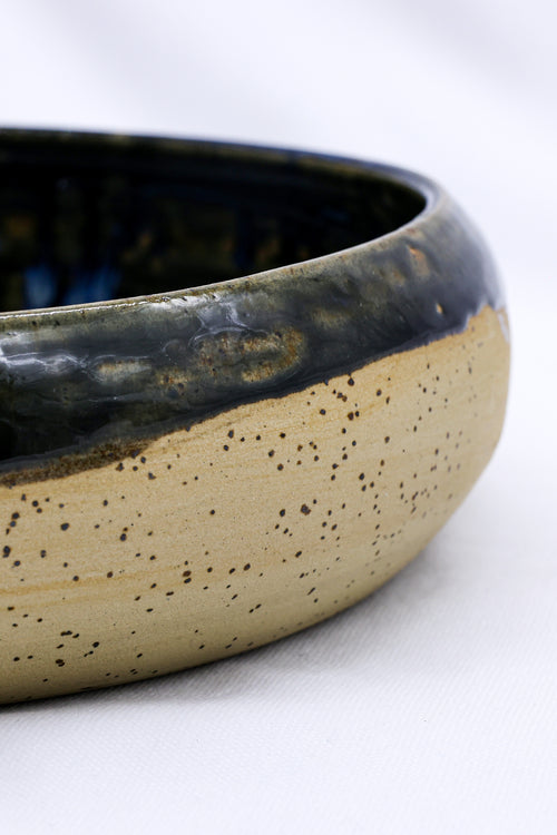 10 inch Green Handmade Spotted Stoneware Large Ceramic Plate