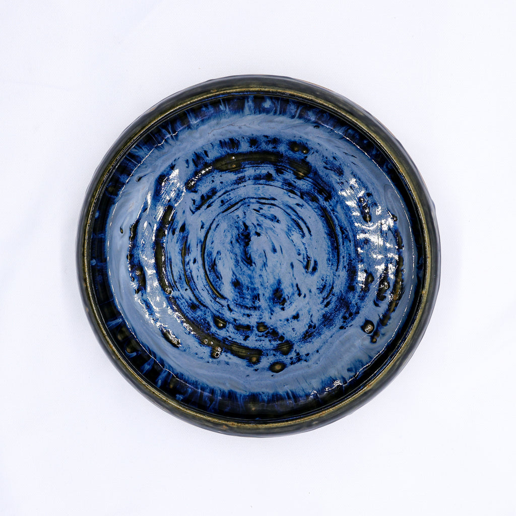 10 inch Green Handmade Spotted Stoneware Large Ceramic Plate