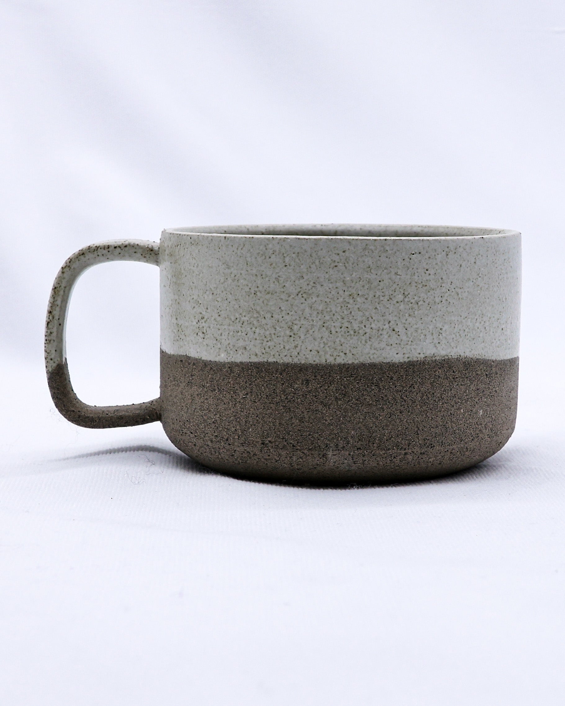 Matte White Handmade Ceramic Smoked Grey Stoneware Big Ceramic Mug