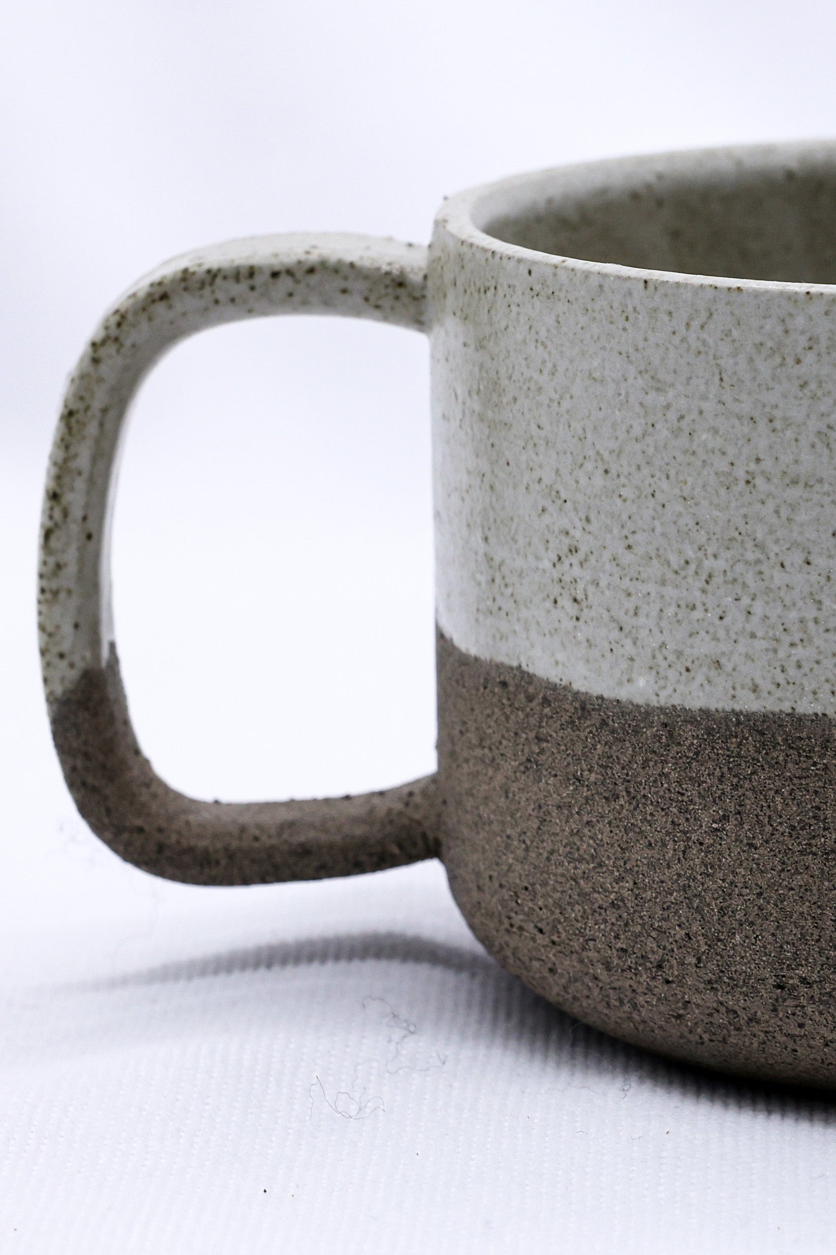 Matte White Handmade Ceramic Smoked Grey Stoneware Big Ceramic Mug