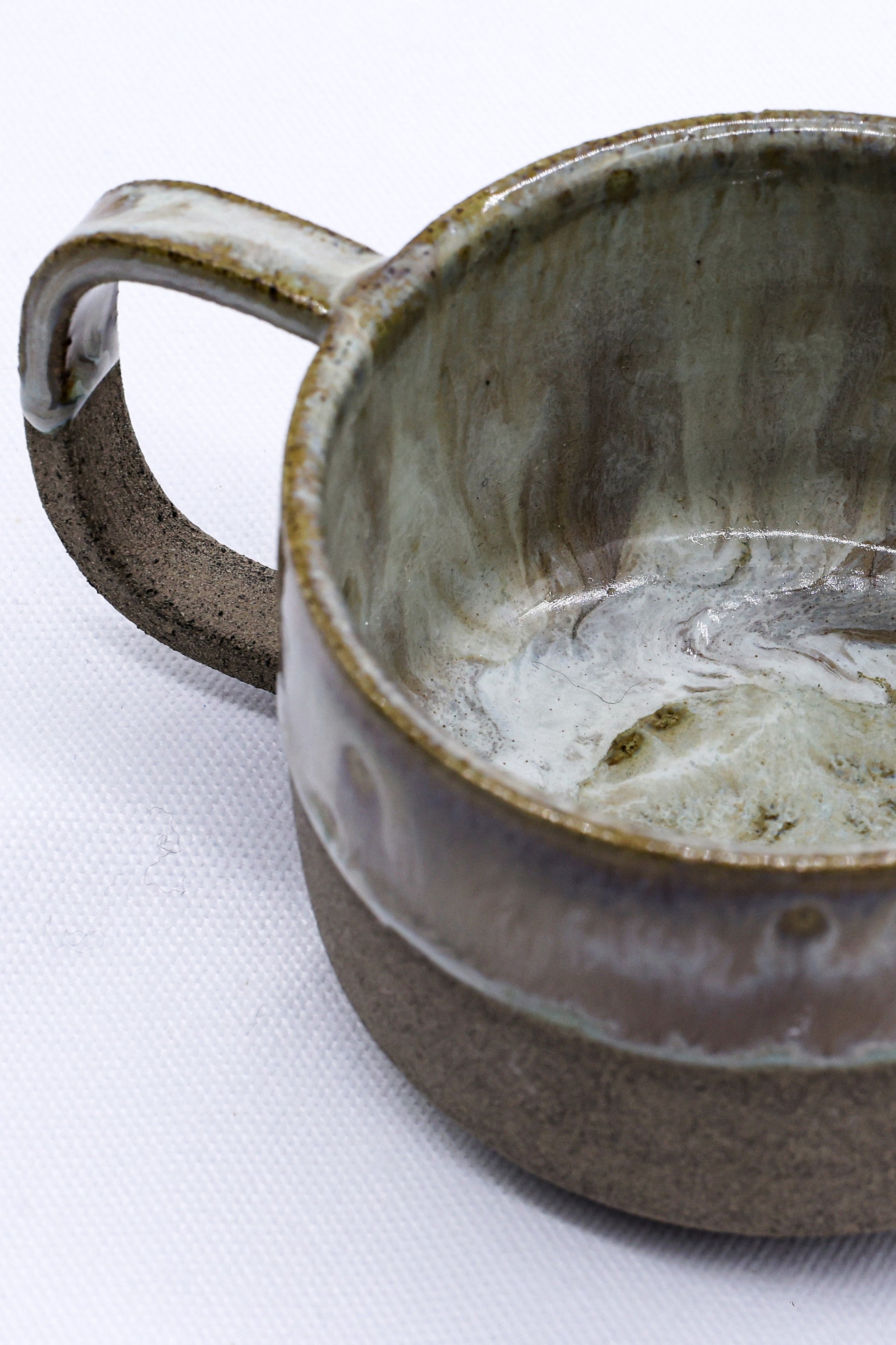 Brown Handmade Ceramic Smoked Grey Stoneware Big Ceramic Mug