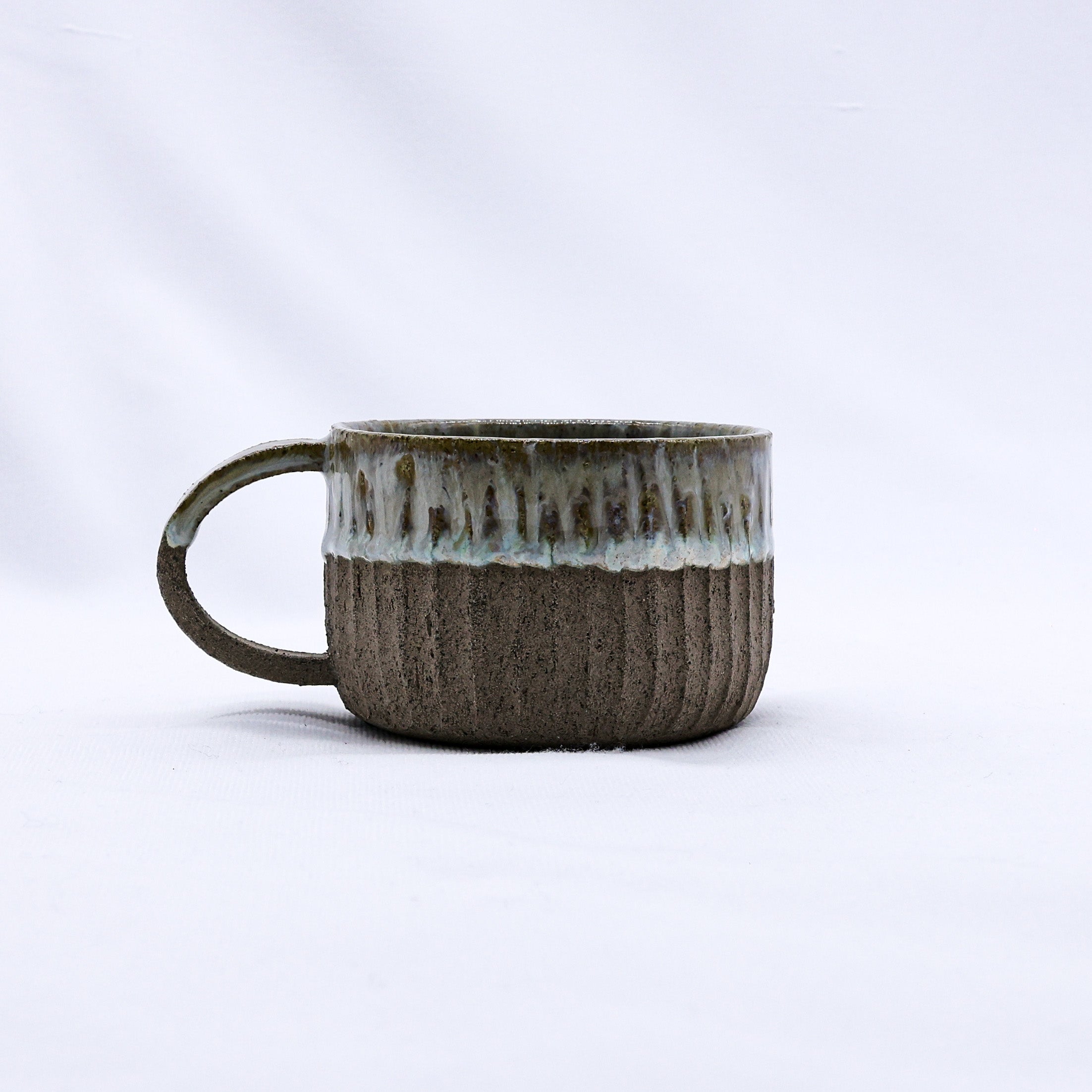 Grey Mugs Ribbed Beige Arte Handmade Ceramic Smoked Grey Stoneware Mug – Ribera Handmade ...