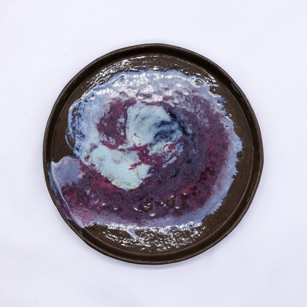 23 cm Lilac Smoked Grey Large Stoneware Handmade Ceramic Dinner Plate