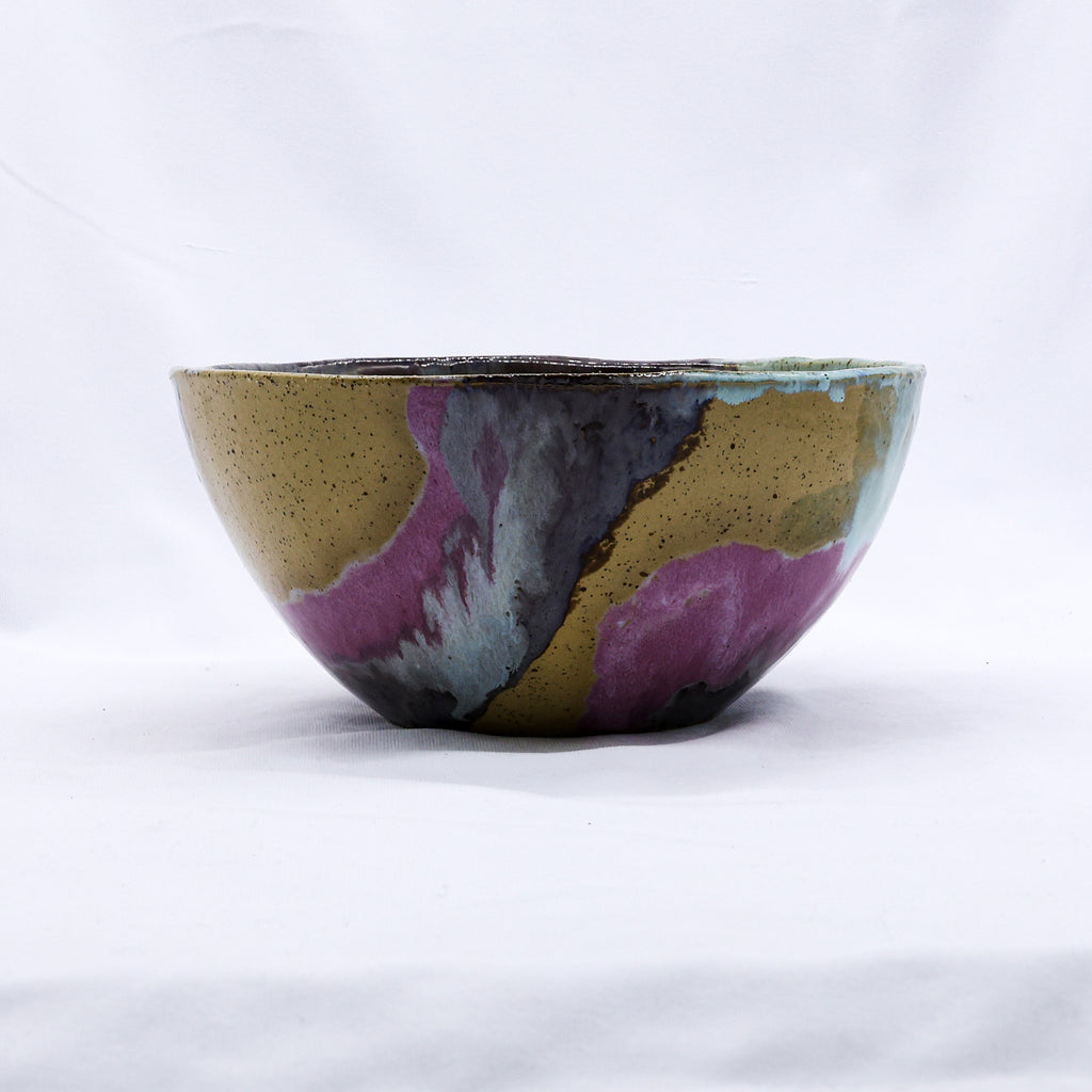 Large Purple Handmade Ceramic Stoneware Bowl